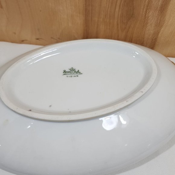 Rosenthal Bavaria Pink Roses Oval Serving Bowl 13.25" handles Donatello 1930s an - Picture 9 of 11
